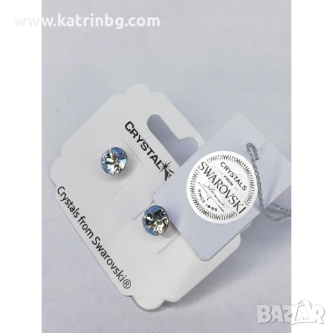 Обеци на винт с кристали SWAROVSKI MOONLIGHT, снимка 2 - Обеци - 51657023