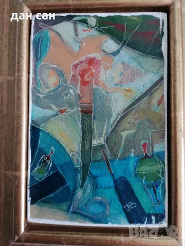 Слонче в апартамента маслени бои рамка дърво подпис, снимка 2 - Картини - 47804610