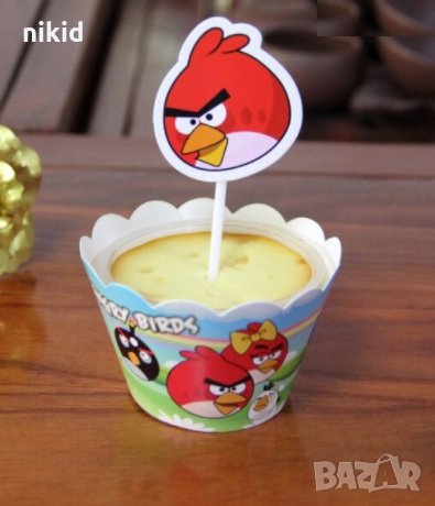 6 бр Angry Birds енгри бърдс декори мъфини кексчета и топери декорация, снимка 1 - Други - 33125661