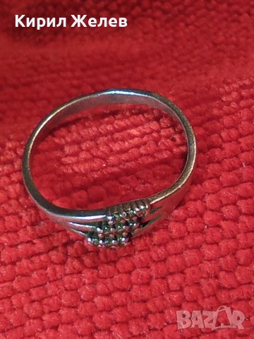 СТАРИНЕН СКЪПОЦЕНЕН с ЦИРКОНИ СРЕБЪРЕН ПРЪСТЕН с ТРИ ПЕЧАТА на МАЙСТОРА и за ПРОБАТА СРЕБРО 40065