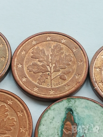 лот от 1 евро цент Германия 2002 г. букви A,D,F,G,J, снимка 3 - Нумизматика и бонистика - 48030558