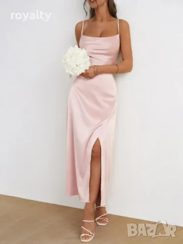 Елегантен сатенен комплект в розово 🍓, снимка 4 - Комплекти - 49207454