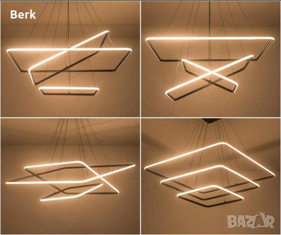 Модерен LED полилей – квадратен корпус, снимка 4 - Полилеи - 52492118