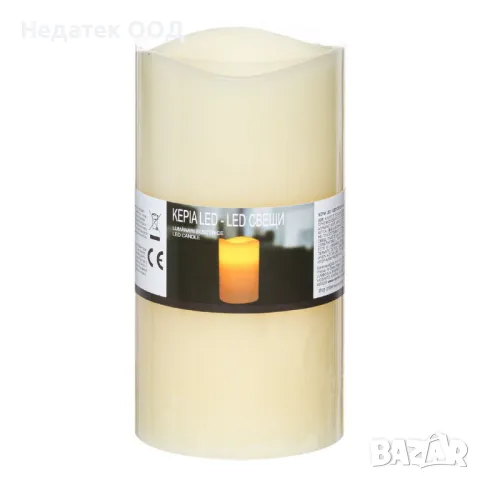 Декоративна, Батерийна LED свещ, Ø8x15cm 