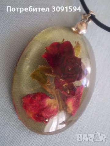 Висулка цвете с кожа и сребро 925, снимка 5 - Антикварни и старинни предмети - 36952471