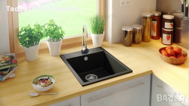 Кухненска Мивка от гранит модел РИГА XL 440 x 530 mm - Черна, снимка 3 - Други - 38196371