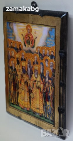 Икона на Вси Светии застарена ръчна изработка дървена, снимка 2 - Икони - 37085527