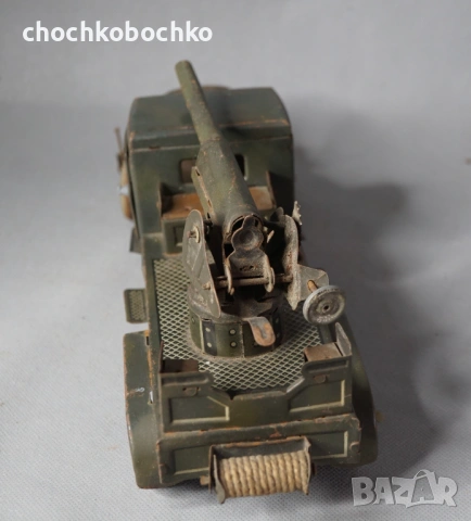 1930 Типко Метална механична играчка Военен Камион Гаубица, снимка 4 - Колекции - 53190807