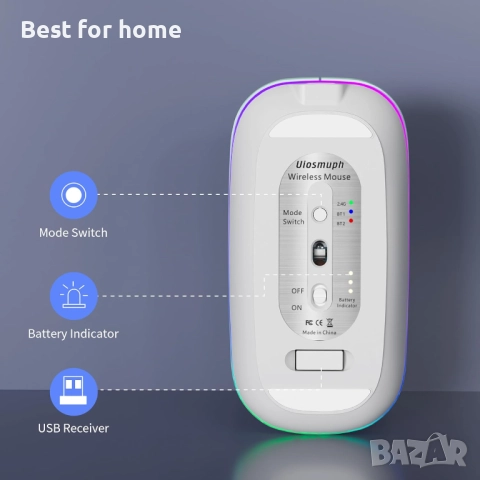 Uiosmuph Bluetooth мишка, снимка 6 - Клавиатури и мишки - 52925835