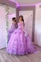 Сватбена рокля в лилаво с 3 Д цветя, снимка 1 - Рокли - 39106749