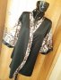 Черен сатенен халат с животински принт Л/ХЛ без колан, снимка 1 - Нощници - 26391478
