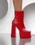 Боти на ток - червен лак - VS21, снимка 2