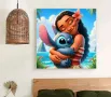 Ваяна Моана Moana и Стич детски 5D гоблен диамантен картина мозайка за направа по схема с камъчета, снимка 1