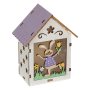 Великденска декоративна дървена къща за зайчета 1 LED 9x6x12см