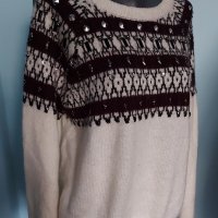 Марков пуловер с декорации / голям размер , снимка 1 - Блузи с дълъг ръкав и пуловери - 43845328