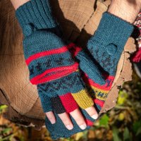 Перуански ръкавици с отворени пръсти и капаче различни цветове, снимка 7 - Ръкавици - 43015636