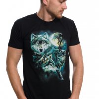 Нова мъжка тениска с дигитален печат Вълци, пълнолуние, Серия вълци, снимка 7 - Тениски - 29040473