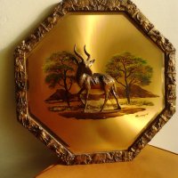 Продавам южноафриканска картина сьс скулптура на африканска антилопа, снимка 1 - Картини - 27869784