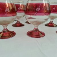 Ретро стъклени чаши с златен кант , снимка 2 - Антикварни и старинни предмети - 27169049