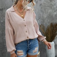 Дамска блуза с дълъг ръкав в бледорозов цвят, снимка 1 - Блузи с дълъг ръкав и пуловери - 40503667