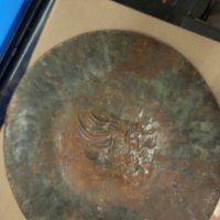 желязна кована чиния с кораб , снимка 1 - Антикварни и старинни предмети - 43256278