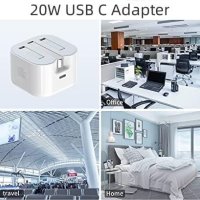 20W USB C бързо зарядно устройство, с 1M+2M кабел за бързо зареждане, снимка 6 - Оригинални зарядни - 44050849