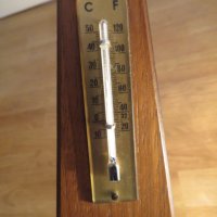 Стар немски барометър, термометър и влагомер PRECISION в корпус от красиво дърво от 70 те години !, снимка 2 - Други инструменти - 26701555