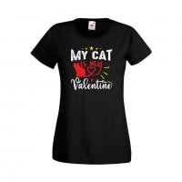Дамска тениска Свети Валентин My Cat Is My Valentine 1, снимка 4 - Тениски - 35648258