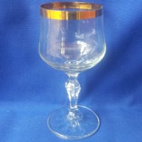 Ретро кристални чаши за алкохол, златен кант, столче, 6 бр , снимка 6 - Антикварни и старинни предмети - 37982466