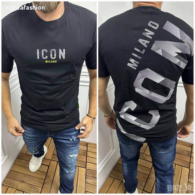 Черна мъжка тениска с надпис, снимка 1