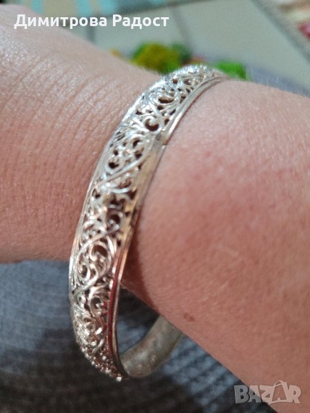 Дамска сребърна твърда гривна филигран! Състояние ново! , снимка 1