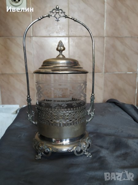 стара посребрена захарница арт деко, снимка 1