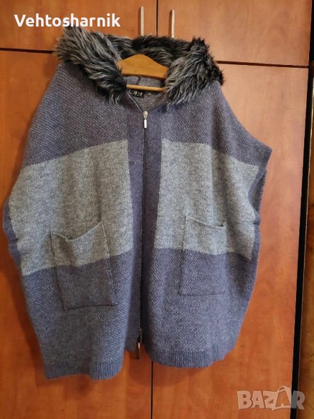 Дамско сиво пончо размер S/М, снимка 1