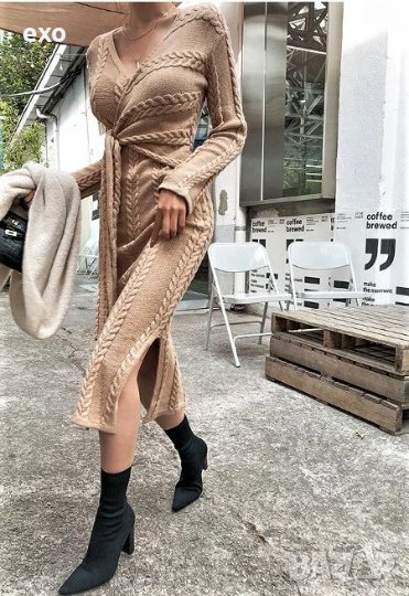 Елегантна дълга рокля, Ефектна миди рокля, Дълга рокля, снимка 1