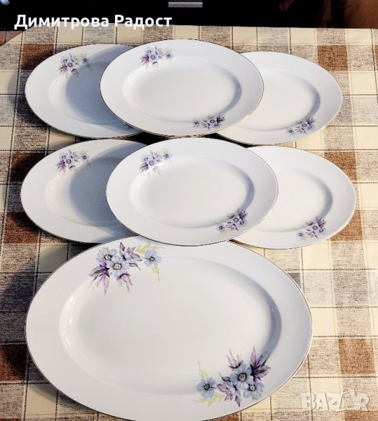 Български порцелан! Плато и 6бр.чинии. Състояние използвано като ново! , снимка 1