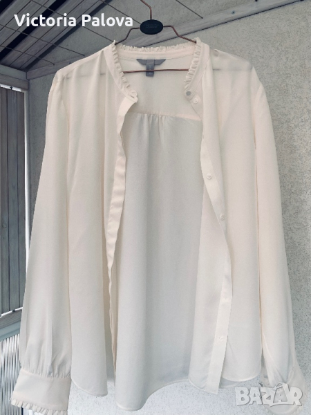 Разкошна копринена риза/блуза цвят екрю ( айвъри), снимка 1