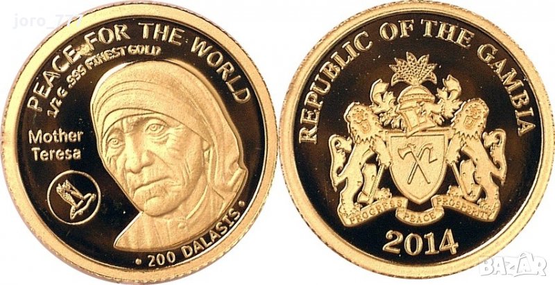 Юбилейна Златна монета "Майка Тереза", снимка 1