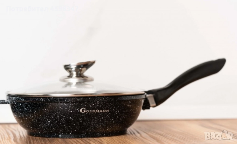 Комплект тенджери Goldmann -2.34.56.52.3L., Лят алуминий, Мраморно покр.,  отвътр еотвън, снимка 1