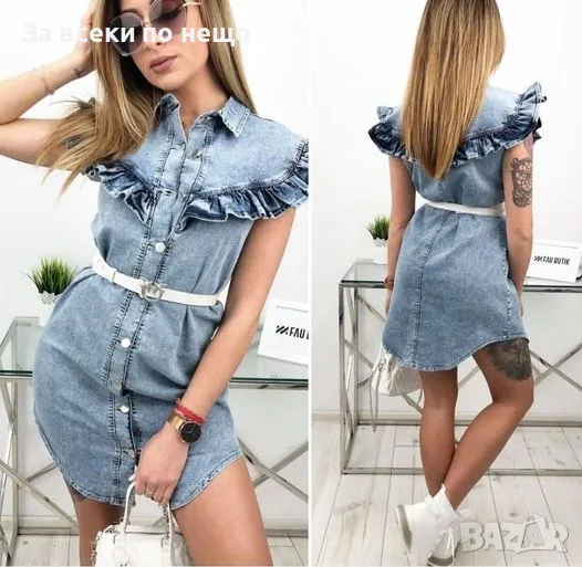 Дамска синя дънкова рокля Код D908, снимка 1