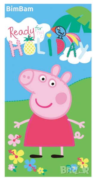 Оригинална плажна кърпа PEPPA PIG / 100% памук, снимка 1