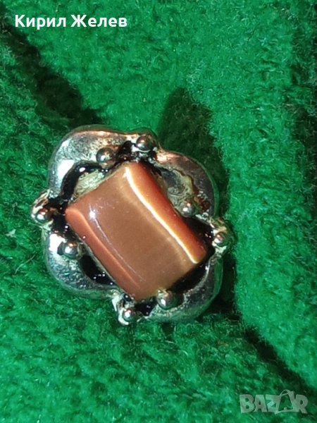 ВИНТИДЖ АРТ ДЕКО СРЕБЪРНА СКЪПОЦЕННА ОБЕЦА СРЕБРО 925 с РОЗОВ ШЛИФОВАН АВАНТЮРИН 25722 , снимка 1