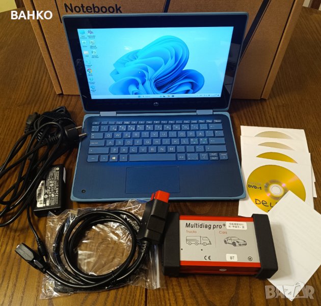 Комплект универсална aвтодиагностика и лаптоп HP ProBook x360 с тъчскрийн екран, снимка 1