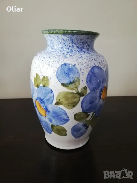 Много красива, ръчно рисувана ваза. Керамика. , снимка 1