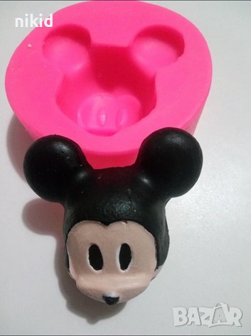 3D Мики Маус Mickey Mouse Глава лице силиконов молд форма фондан гипс шоколад, снимка 1