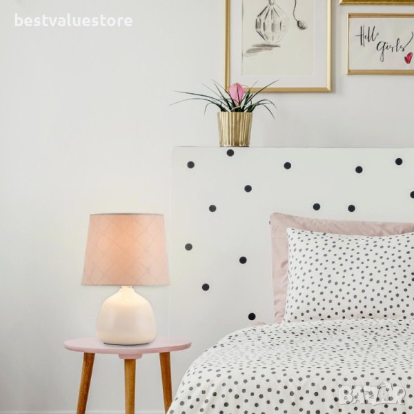 Лампа Настолна Бежова Керамична, снимка 1