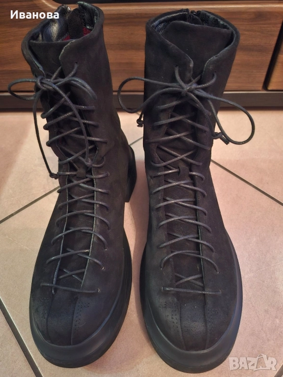 Нови красиви боти/кубинки естествен велур, снимка 1