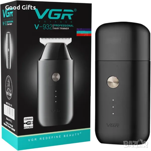 Мини Тример VGR V-932 – Компактен, USB-C, 120 мин. работа за брада и тяло, снимка 1