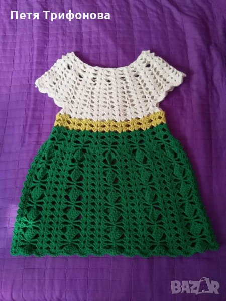 НАЛИЧНА ръчно плетена рокля туника за момиче 5 6г, снимка 1