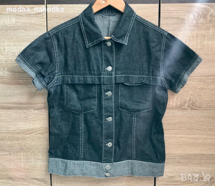 Дънково унисекс елече с къс ръкав и копчета, снимка 1