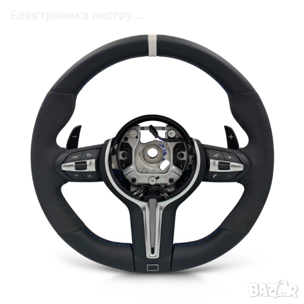 ME05 BMW M Sport Alcantara мултифункционален волан със сребриста маркировка – F-серия airbag, снимка 1